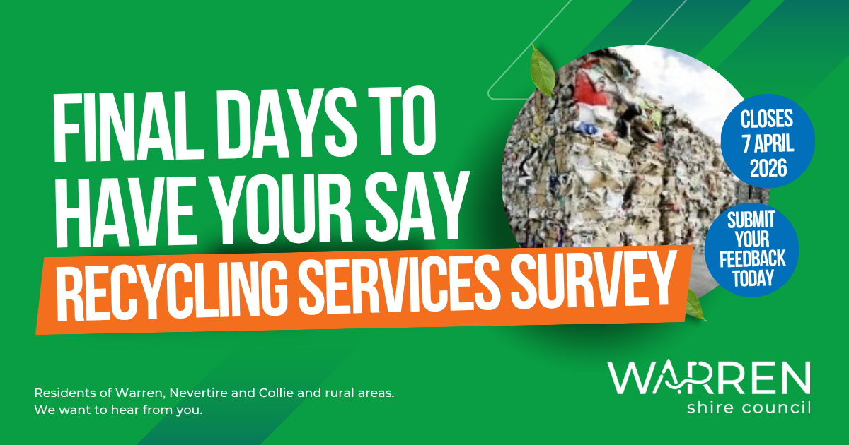 Media Release: One week left to have your say on recycling in Warren Shire - Post Image